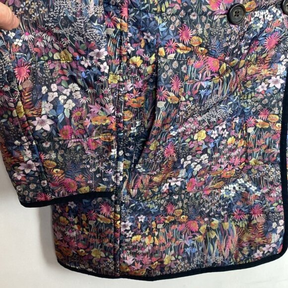 J.Crew x Liberty S Reversible Quilted Puffer Jacket Coat Navy Floral Print - Picture 9 of 13